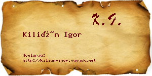 Kilián Igor névjegykártya